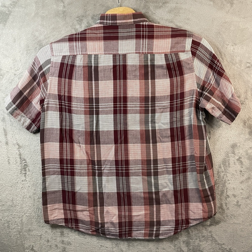 Tasso Elba Island Men's XL Shirt Button Down Red White Plaid Short Sleeve - Picture 4 of 6